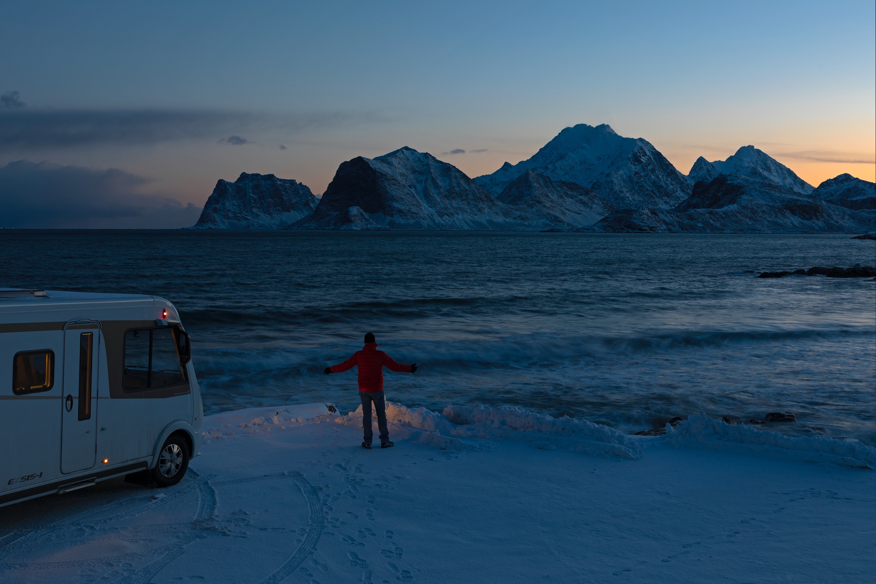 Campen mit Aussicht, Lofoten, Norwegen